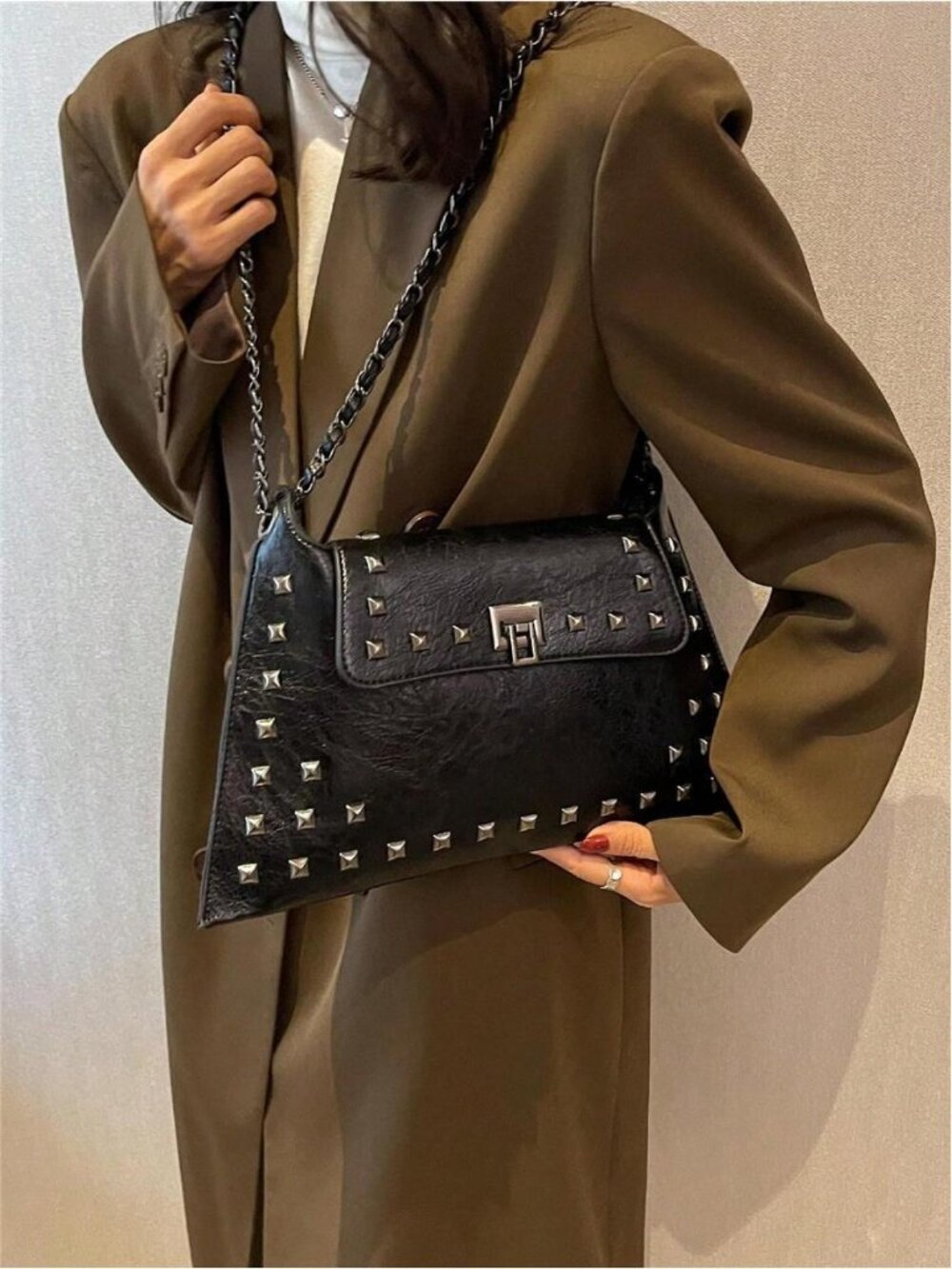 Fashion Minimalist Rivet Envelope Bag, Women Casual Commuter